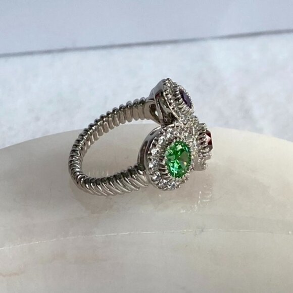 Sterling Silver 925 Joseph Esposito Multicolor CZ Circle Ring Sz 6 Modernist - Picture 8 of 16